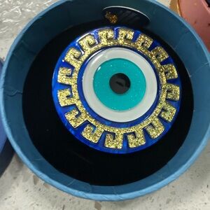 Erstwilder Blue and Gold Evil Eye Amulet brooch
